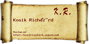 Kosik Richárd névjegykártya
